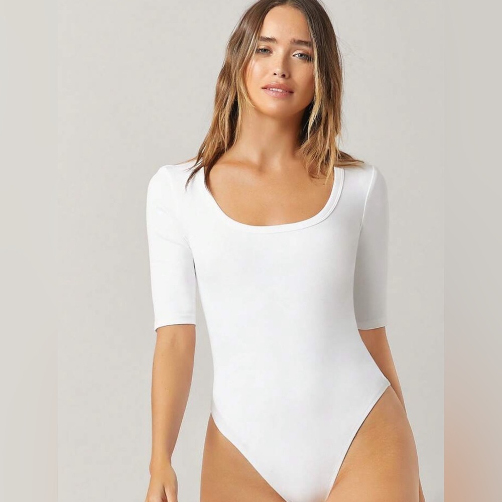 Shein Basics Cotton Solid Form Fitted Bodysuit Bu… - image 5